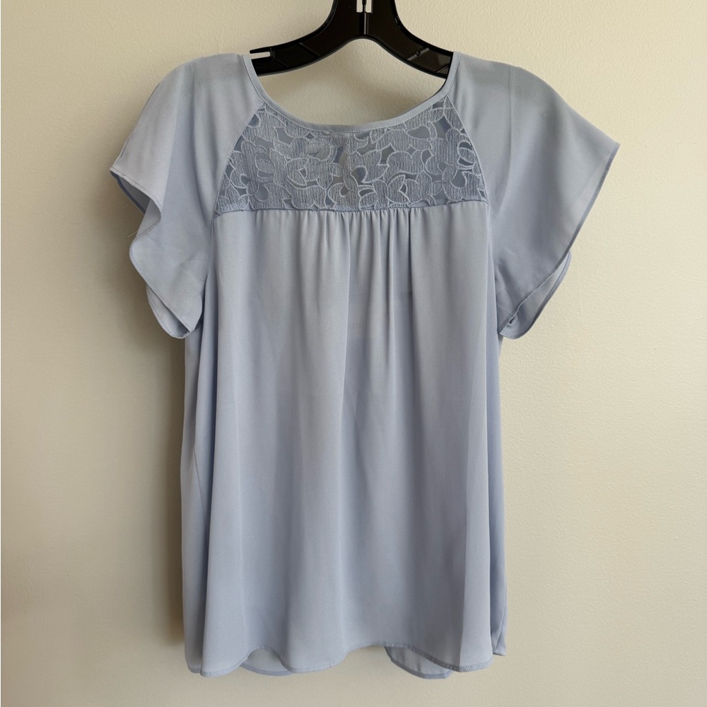 Maeve Light Blue Lace Detail Blouse